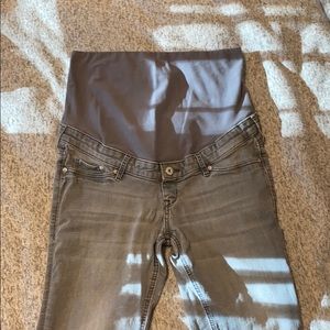 Grey maternity jeans with cotton stretchy waist